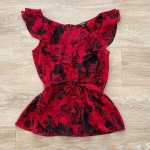 🌟DONATING SOON🌟Express red and black floral flowy blouse
